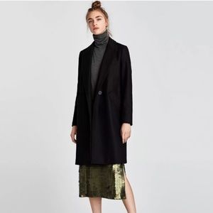 Zara Wool Blend Black Coat